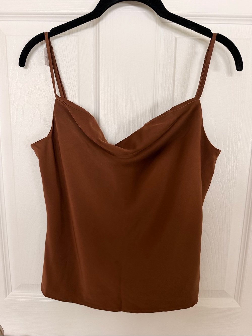 L'Academie Brown Cowl Neck Satin Camisole